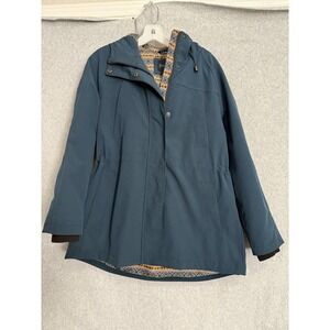 Pendleton Coat Womens Small Blue Hooded Softshell Parka Southwestern Chore